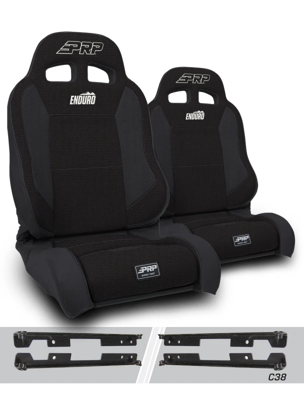 PRP EnduroTrek Reclining Suspension Seats Kit for Jeep Wrangler JK/JKU (Pair) - Black