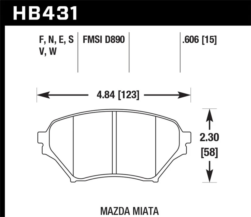 Hawk 01-05 Mazda Miata HPS 5.0 Vordere Bremsbeläge