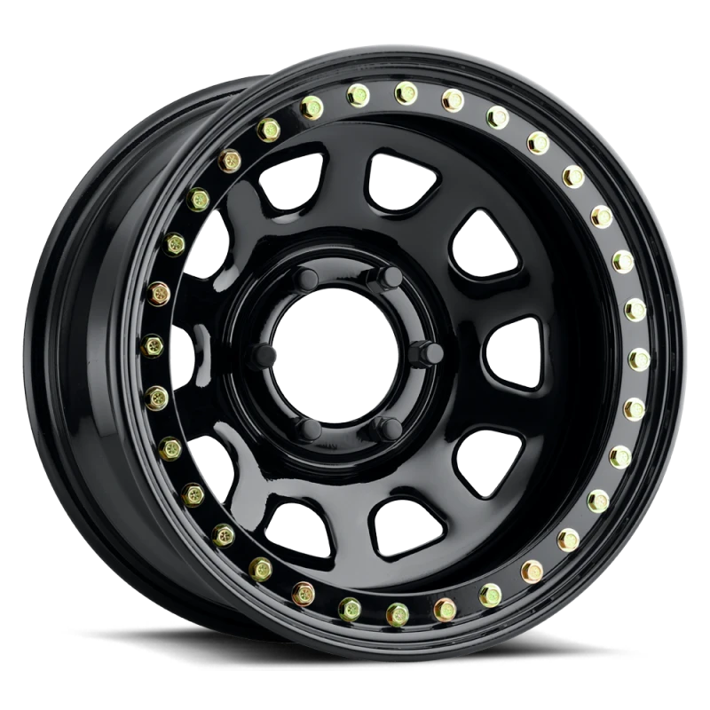 Raceline RT51 Daytona Rock 15x8in/5x139.7 BP/-19mm Offset/107.95mm Bore - Gloss Black Beadlock Wheel
