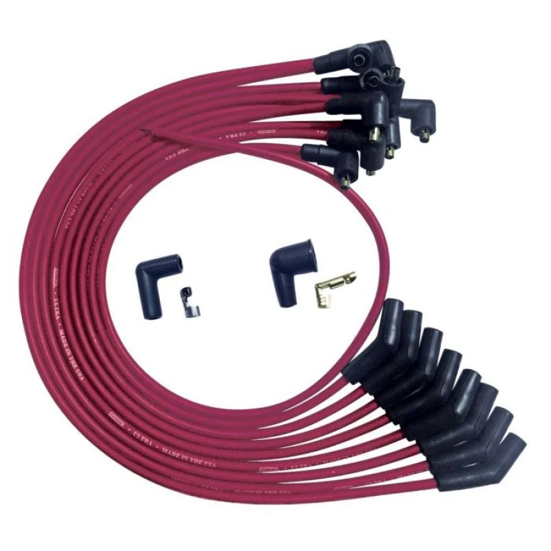 Moroso SB Ford 351W 135 Deg Plug Boots Non-HEI Ultra Spark Plug Wire Set - Rot
