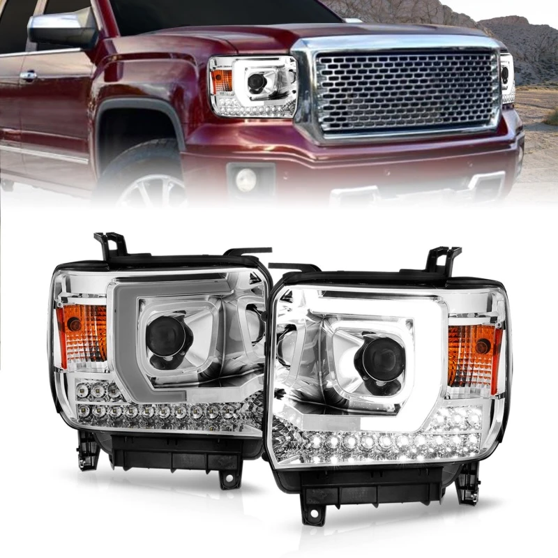 ANZO 14-15 GMC Sierra 1500/2500HD/3500HD Plank Style Projektor-Scheinwerfer - Chrom-Gehäuse