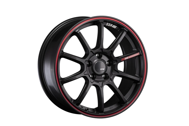 SSR GTV05 4x100 17x7.0 Offset 42 Flat Black w/ Red Line