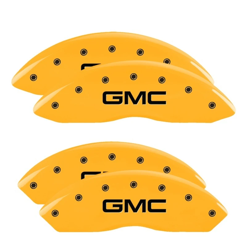 mgp_34211SGMCYL-6797697986014 MGP 4 Bremse Caliper Abdeckungen Graviert Vorne & Hinten GMC Gelb Finish Schwarz Char 2016 GMC Savana 3500