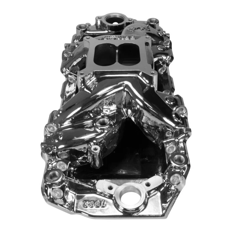 Edelbrock Chevy Big Block RPM Air-Gap 2-R Ansaugkrümmer Chrom Plasma Finish