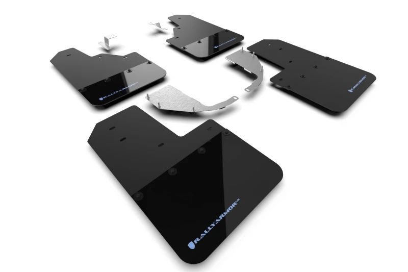 Rally Armor 21-24 Ford Bronco (Stahlheckstoßstange - keine Raptor/Sport - keine Seitenleisten) schwarze Schmutzfänger mit Area Blue Logo