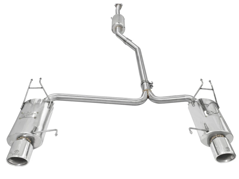 aFe Takeda Auspuff 2,25 Zoll auf 2 Zoll Durchmesser 304 Edelstahl Cat-Back mit polierten Endrohren 08-12 Honda Accord Coupe V6 3,5L