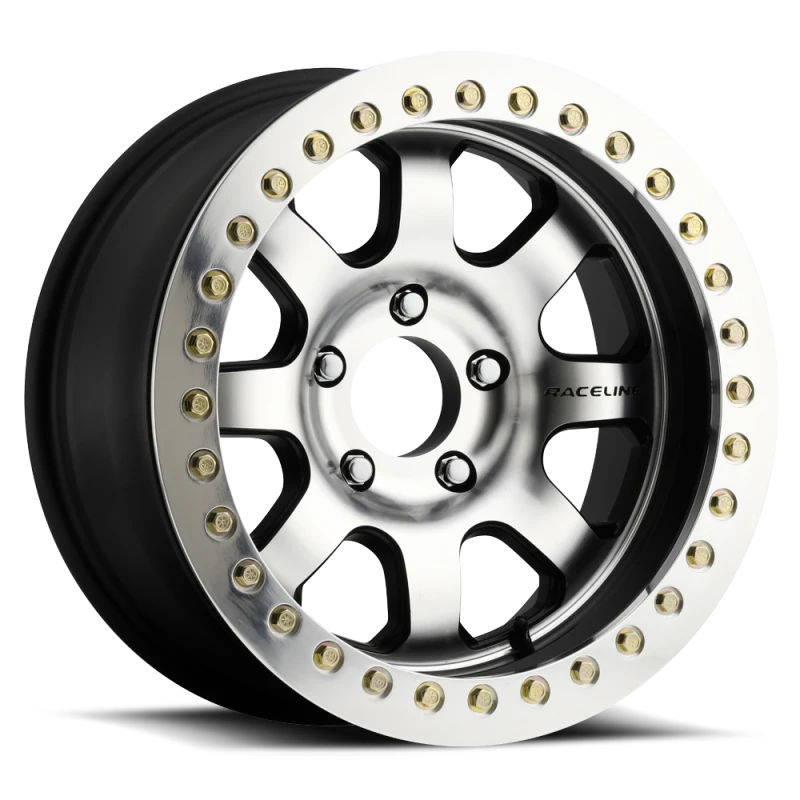 Raceline RT260 Avenger 17x8.5in/5x114.3 BP/-32mm Offset/83.82mm Bore - BLK & Machined Beadlock Wheel