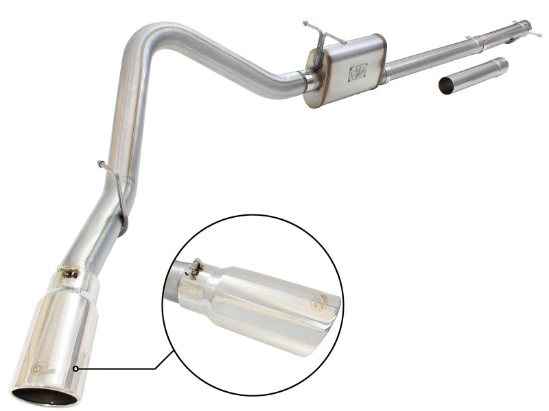 aFe MACHForce XP Auspuff 3in-3.5in SS Einzelseitige Verlängerung CB mit polierter Spitze 99-04 Ford F-250 V8 5.4L/6.8L