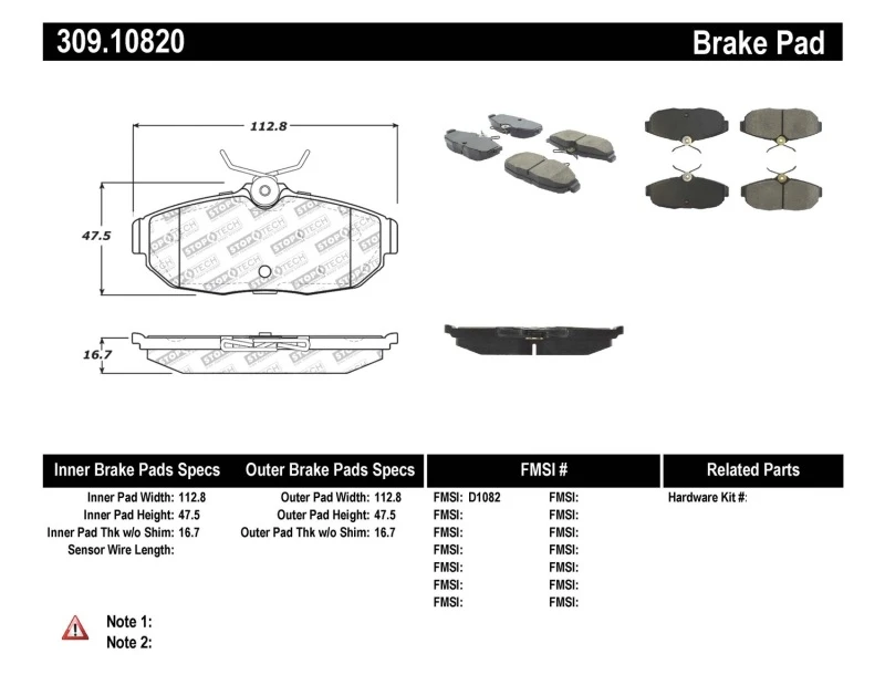 stoptech_309.10820-6795054079de3 StopTech Performance 05-09 Ford Mustang Cobra/Mach 1 V6/GT / 10 Shelby/Shelby GT Rear Brake Pads