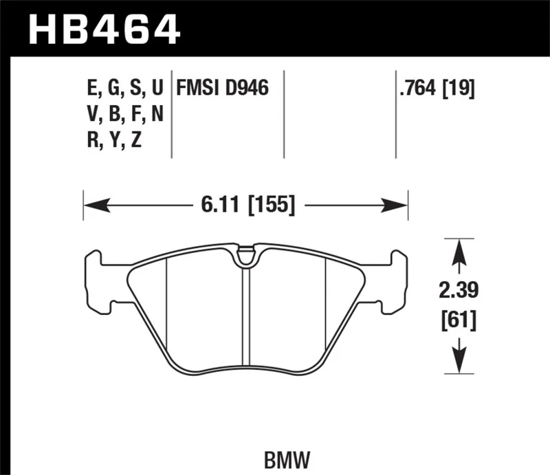 Hawk 01-05 BMW 330Ci 3.0L Basis Front ER-1 Bremsbeläge