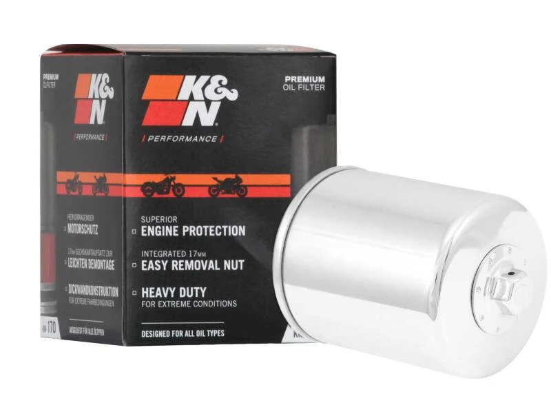 K&N Harley-Davidson 3in OD x 4.063in H Chrome Oil Filter