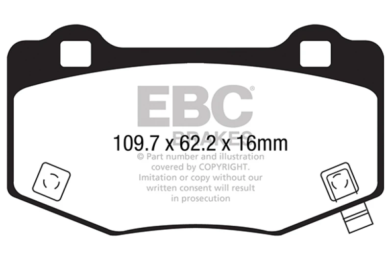 EBC Yellowstuff Hintere Bremsbeläge für 2015-2017 Ford Mustang Shelby GT350/GT350R