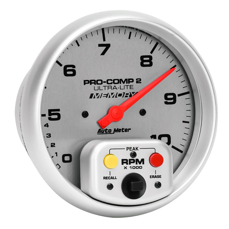 Autometer Ultra-Lite 5 inch 10K RPM In Dash Dual Range w/ Memory Tachometer