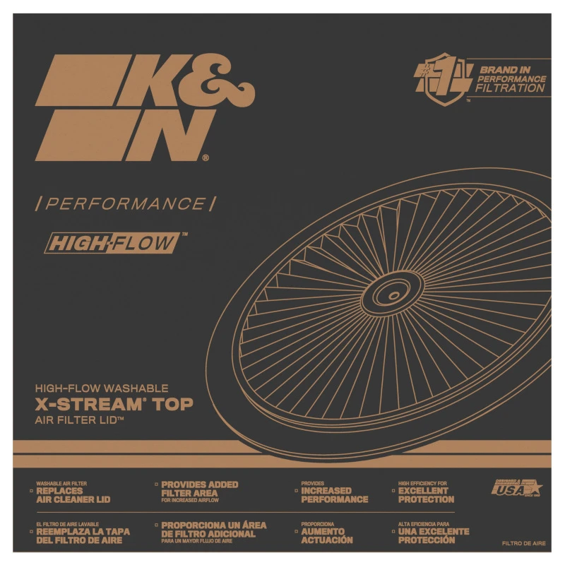 K&N X-Stream Top Filter X-Stream 14 inch OD Chrome