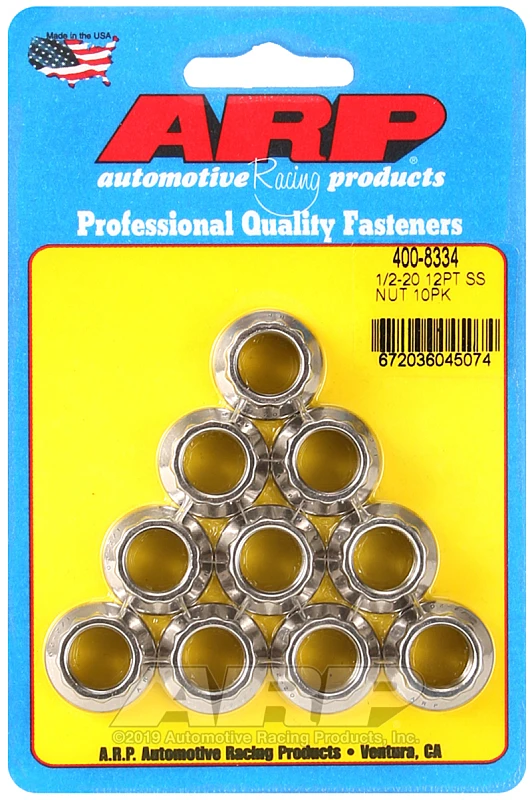ARP 1/2in x 20 SS 12pt Nut Kit für verschiedene Anwendungen (10/pkg)