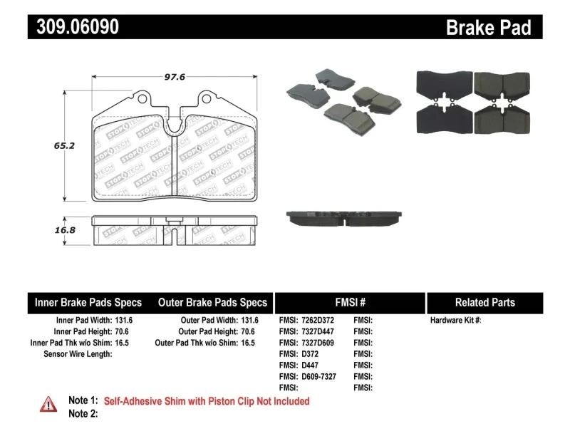 stoptech_309.06090-6795013a4a003 StopTech Performance ST-40 4 Piston Front Caliper Brake Pads