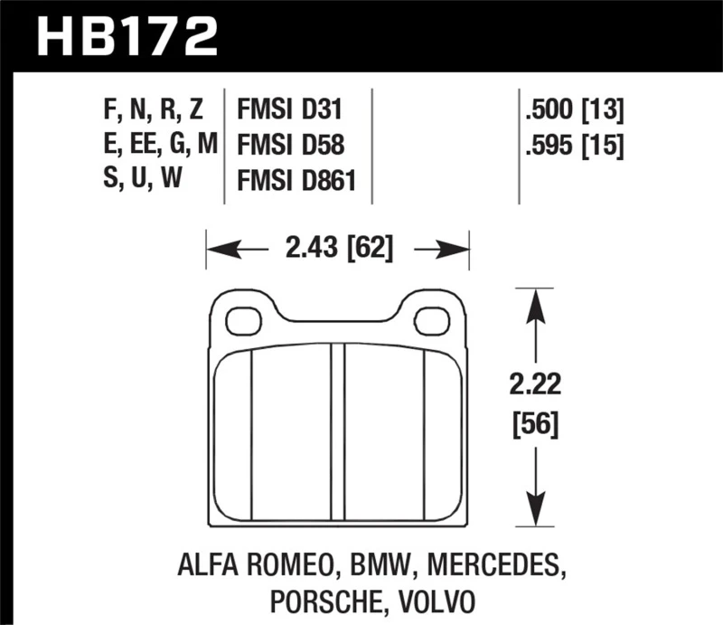 Hawk 77-79 Alfa Romeo Sprint HPS 5.0 Vordere Bremse Pads