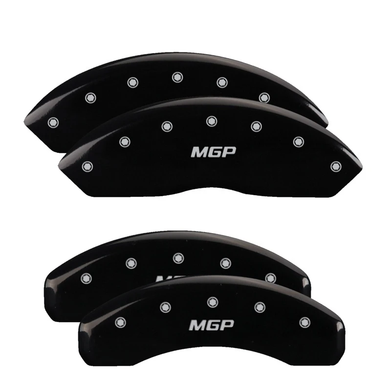 MGP 4 Bremse Caliper Abdeckungen Graviert Vorne & Hinten MGP Schwarze Oberfläche Silber Char 2006 Lincoln Mark Lt