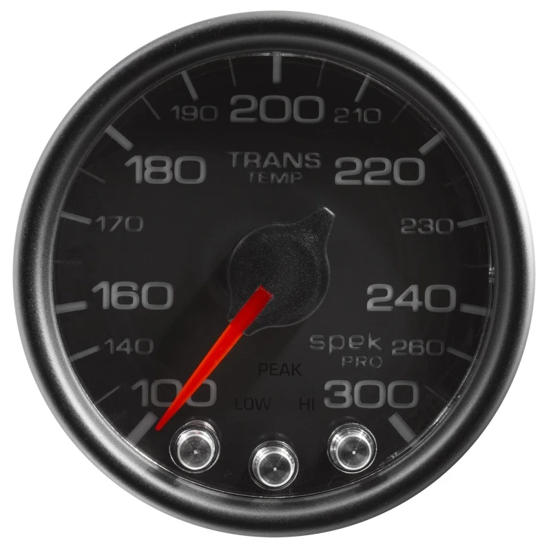 Autometer Spek-Pro Temperaturanzeige für Getriebe 2 1/16 Zoll 300f Schrittmotor mit Peak & Warnung Schwarz/Schwarz