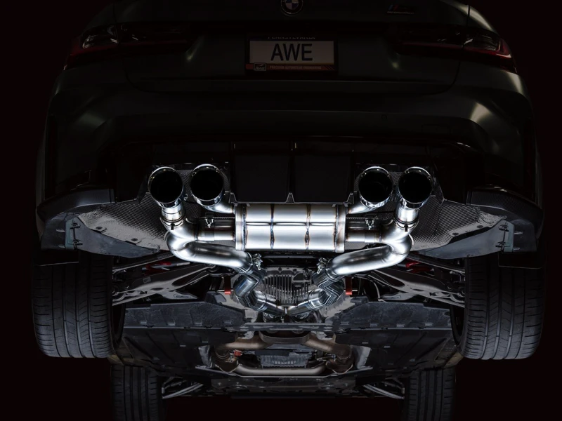 AWE SwitchPath Katback-Auspuff für BMW G8X M3/M4 - Chrom-Silber-Spitzen