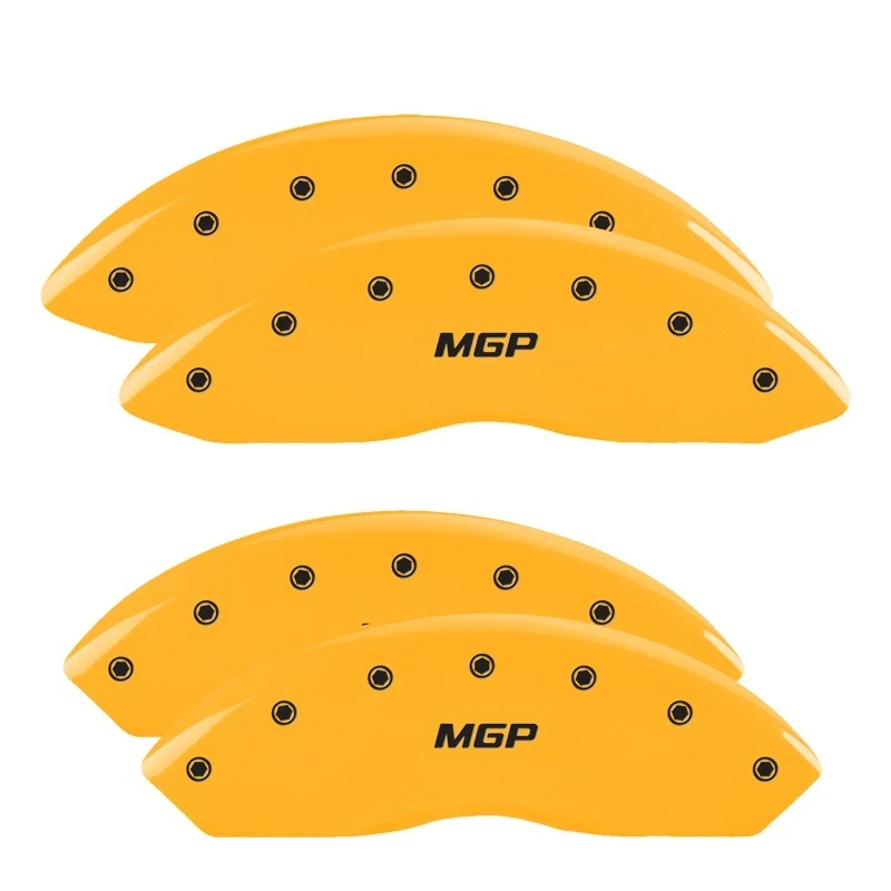 MGP 4 Bremssattel-Abdeckungen Gravur Vorne & Hinten MGP Gelb Finish Schwarz Char 2014 Chevrolet Express 2500