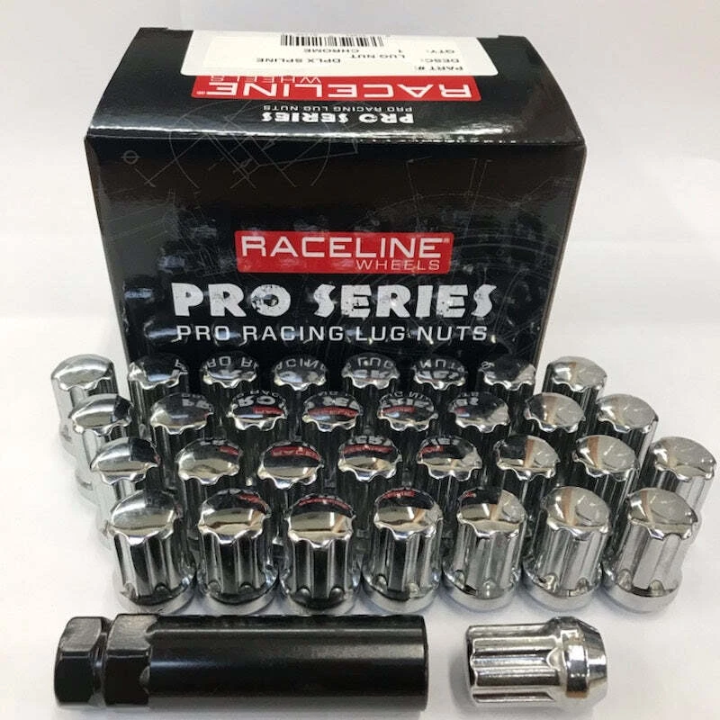 Raceline 9/16in Spline Chrome Lug Nuts (32 Pack)
