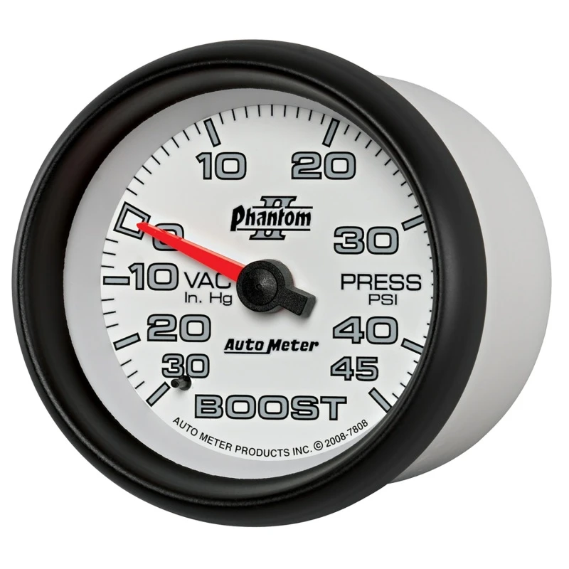 Autometer Phantom II 2-5/8 Zoll 30INHG-45PSI Phantom Mechanischer Boost/Vakuum-Messer