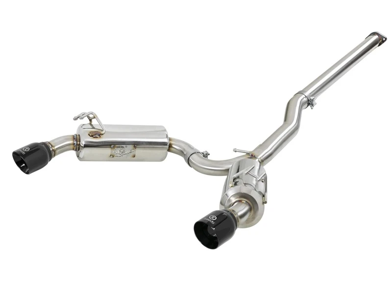 aFe Takeda 3in. to 2.5in. 304 SS C/B Exhaust for 08-15 Mitsubishi Lancer EVO I4-2.0L (t) - Black Tips