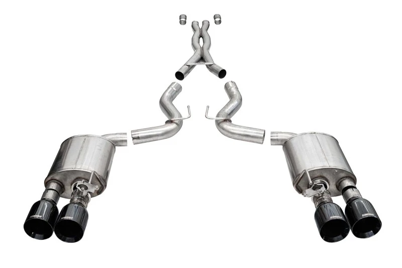 Corsa 20-22 Ford Mustang GT500 3.0in Dual Rear Exit Catback w/ Twin 5.0in Blk Straight Cut Pro Tips