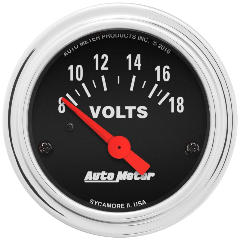 Autometer Traditional Chrome 52mm 8-18 Volts Short Sweep Electricall Voltmeter