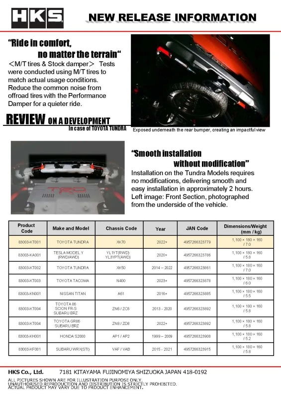 HKS Performance Damper for 2022+ Tundra