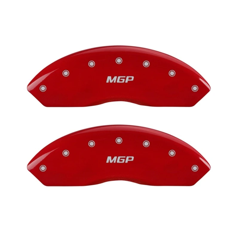 MGP Vordere Set 2 Bremse Caliper Abdeckungen Graviert Vorne MGP Rot finish Silber ch
