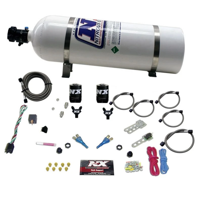 Nitrous Express Dodge EFI Vollrennsport-Doppel-Düsen-Nitrous-Kit (100-300PS) mit 15lb-Flasche