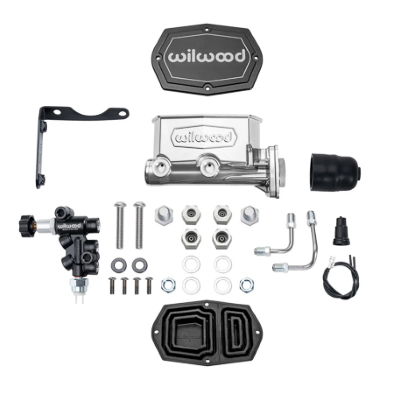 Wilwood MOPAR Kompaktes Tandem M/C Kit mit P-Ventil 1in Bore - Chrom-Pulverbeschichtung