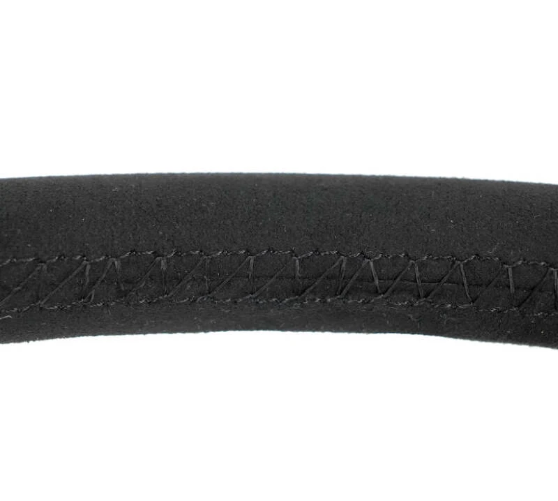 NRG Reinforced Stealth Wheel (380mm) 3 Spoke Center - 1in Deep Dish - Vegan Suede Red Stitch