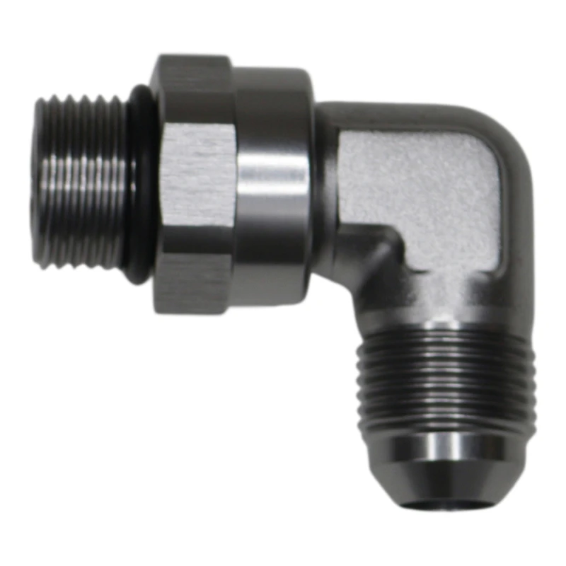 DeatschWerks 8AN ORB-Männliches Schwenkgelenk auf 8AN männliches Flare 90-Grad-Fitting - eloxiertes DW-Titan