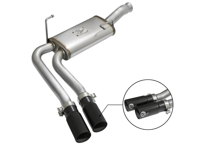 aFe Rebel Series CB Mittel-Seitenausgang SS Auspuff mit schwarzen Tips 09-16 GM Silverado/Sierra V6/V8