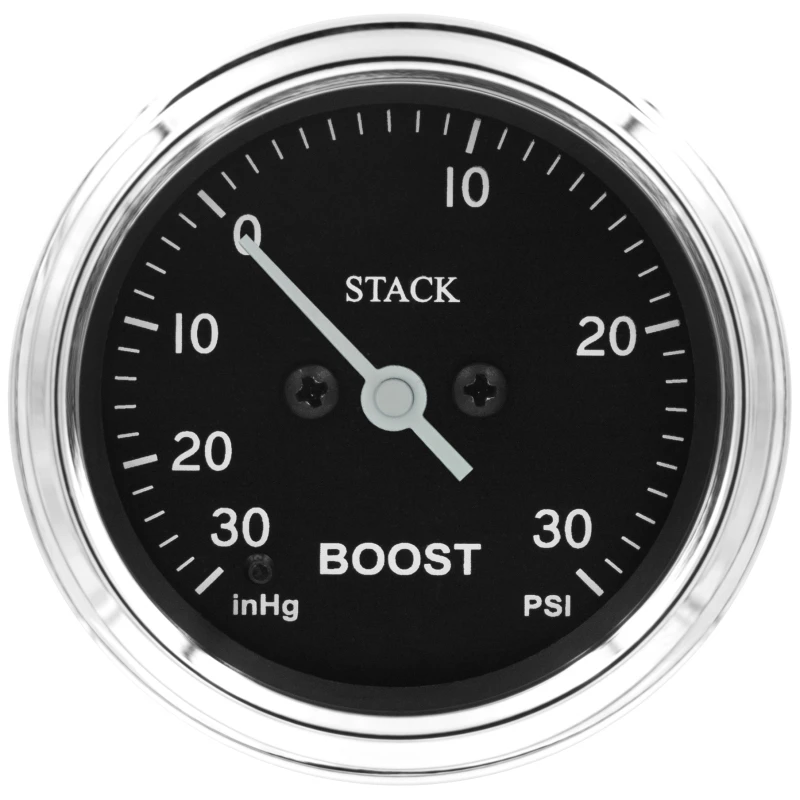 Autometer Stack 52mm -30INHG to +30 PSI (Incl T-Fitting) Pro Step Motor Boost Press Gauge - Classic