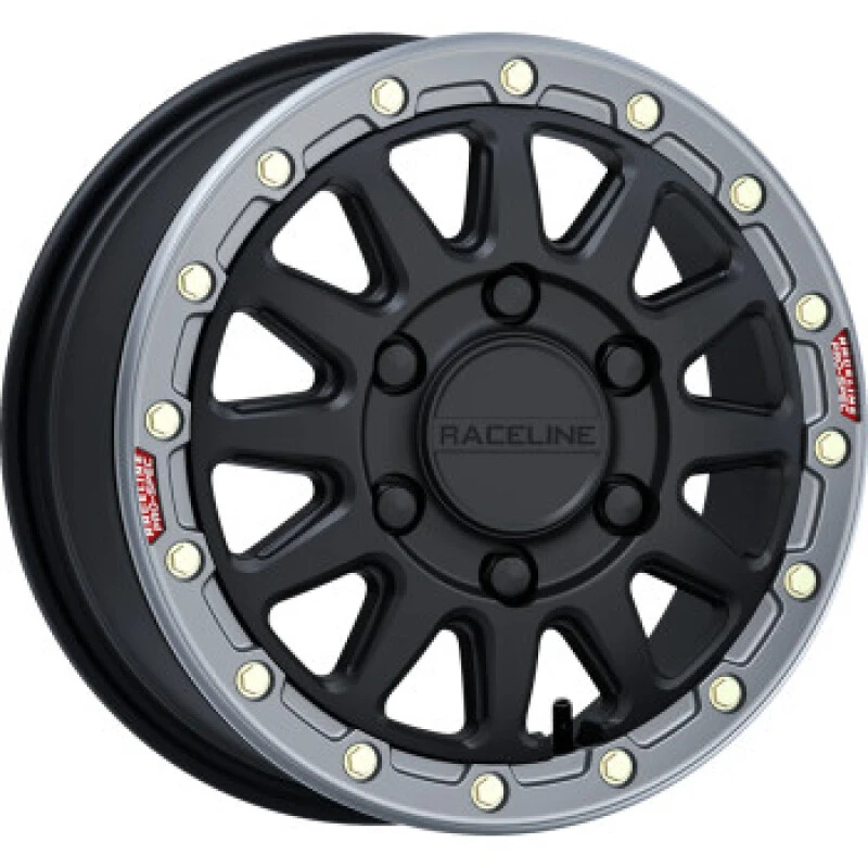 Raceline A14BG Alpha 17x7in/5x114.3 BP/40mm Offset/68mm Bore- Blk & Gunmetal Ring Beadlock Wheel