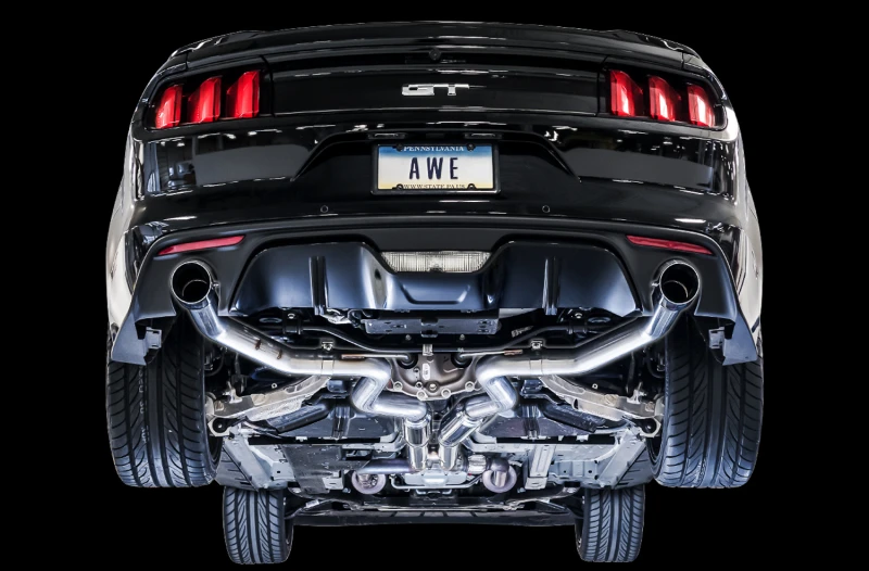 AWE Tuning S550 Mustang GT Kat-Auspuff - Track Edition (Chrom-Silber-Spitzen)
