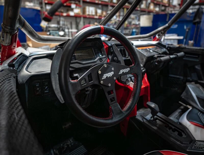 PRP Flat Leather Steering Wheel - Red