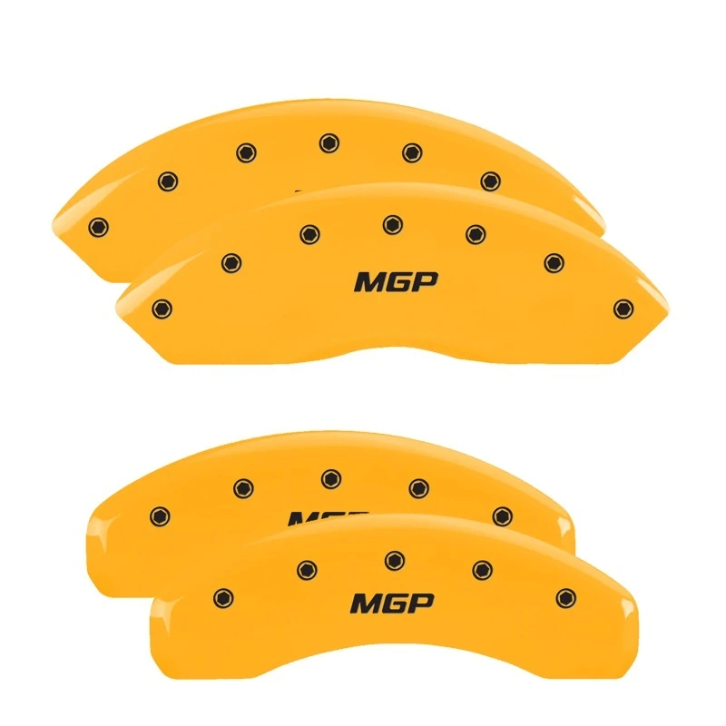 MGP 4 Bremsekolben-Abdeckungen Gravur Vorne & Hinten MGP Gelb Finish Schwarz ch