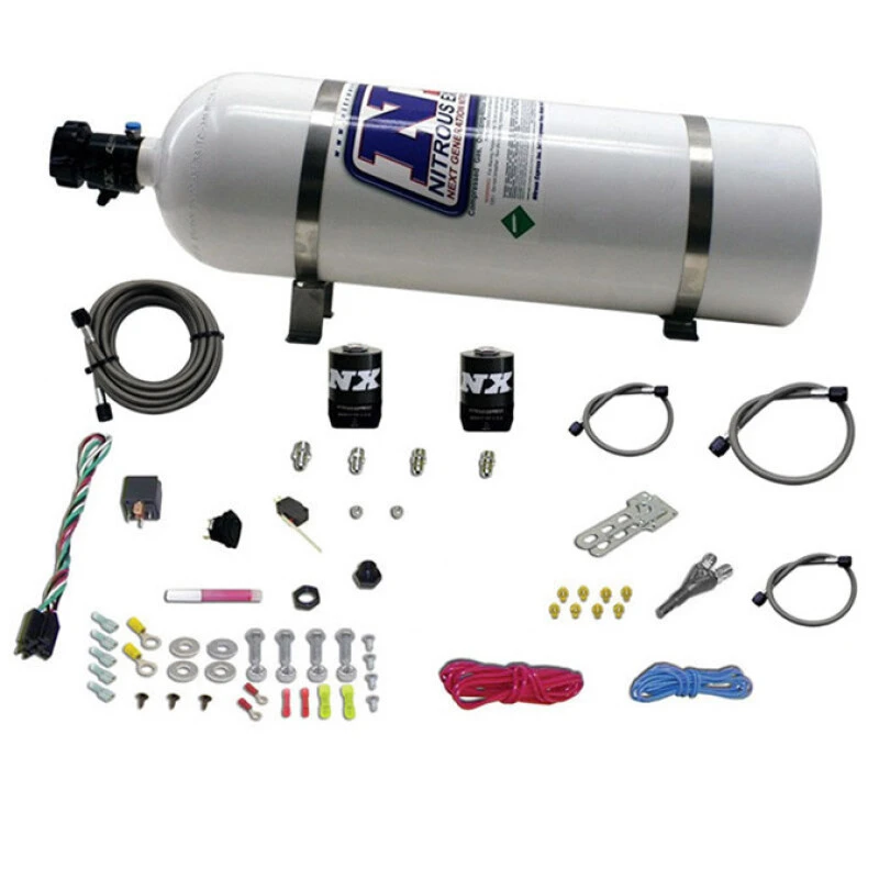 Nitrous Express Alle Dodge EFI Einzel-Düse Nitrous Kit (35-150PS) mit 15lb Flasche