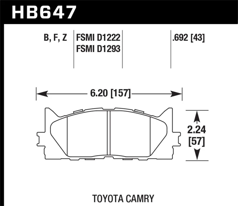 Hawk 10 Lexus ES350 / 07-11 Toyota Camry SE/XLE HPS Street Vordere Bremse Pads