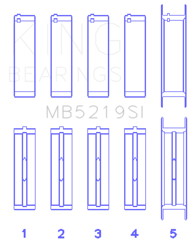 King 91-92 281CI 4.6L V8 Romeo with Cast Iron Block SOHC 16 Valves (Size STD) Main Bearing Set