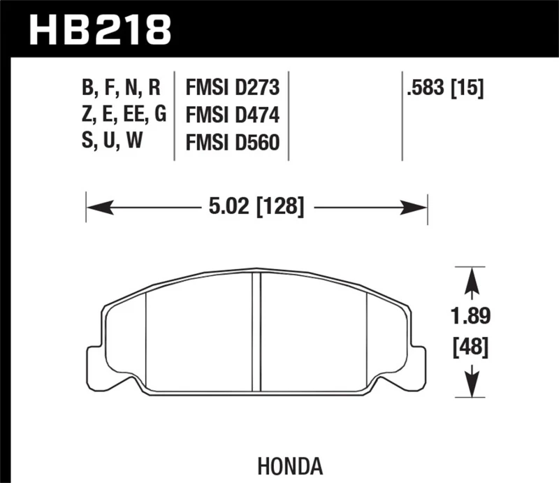 Hawk 1985 Honda Accord 1.8L Basis Organische Bremsen vorne ER-1 Bremsbeläge