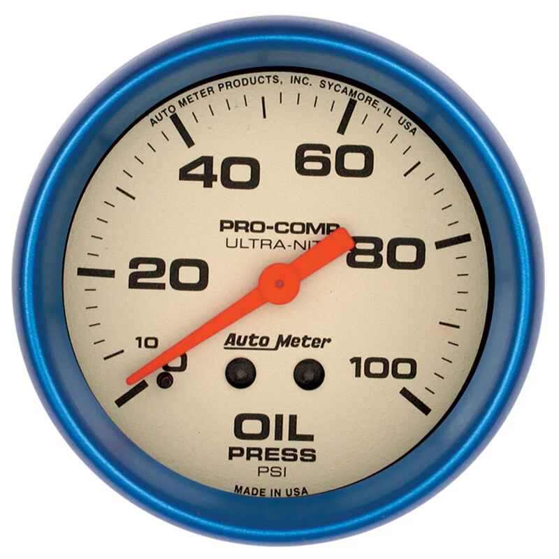 Autometer Ultra-Nite 66.7mm 0-100 PSI Mechanical Oil Pressure Gauge