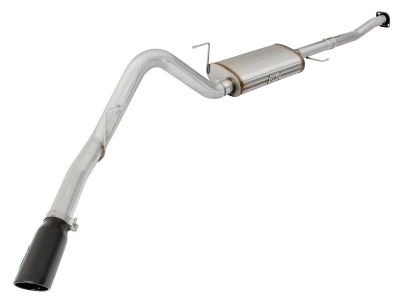 aFe MACHForce XP Auspuff 3in-3.5in SS Einseitiger Ausgang CB mit schwarzen Spitzen 15 Ford F150 V8 5.0L CC/SB