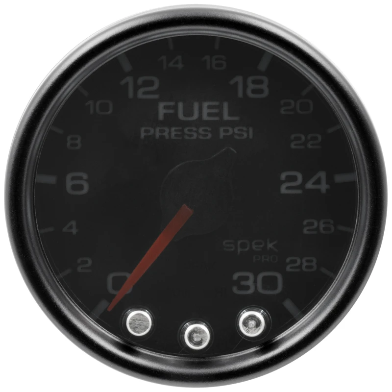 Autometer Spek-Pro Gauge Fuel Press 2 1/16in 30psi Stepper Motor W/Peak & Warn Blk/Smoke/Blk