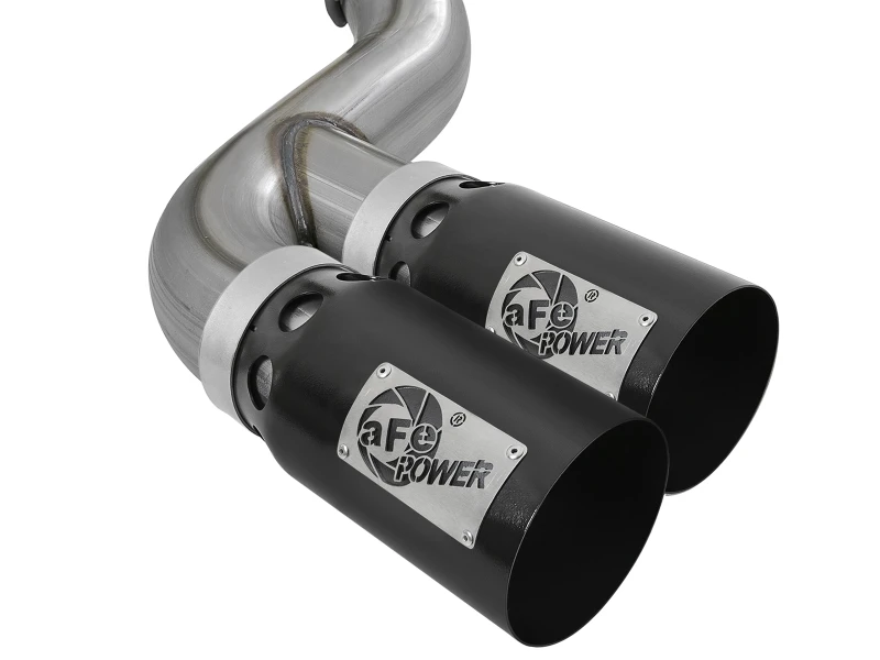 aFe Rebel XD 4 Zoll SS DPF-Back Auspuff 17-18 Ford Diesel Trucks V8-6,7L (td) mit Dual Black Tips